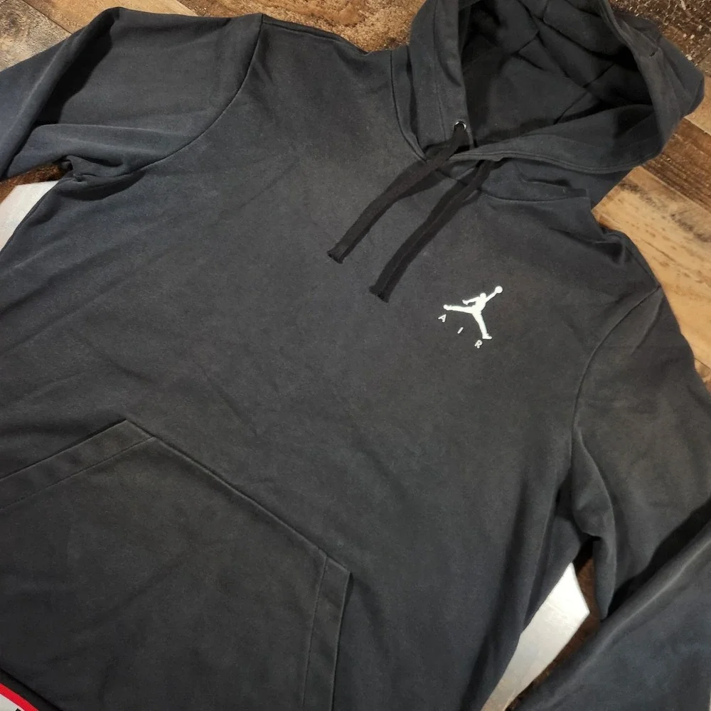 Vintage Nike Air Jordan Hoodie Sweatshirt Men XL Black Jumpman Pullover Monogram
